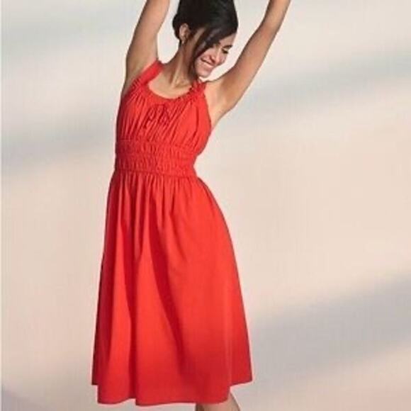 Lauren Conrad red milkmaid shirred tank midi dress medium - Picture 3 of 14